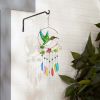 Accent Plus Glass Leaves Colorful Wind Chimes - Hummingbird