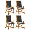 Folding Patio Chairs 4 pcs Solid Wood Acacia and Textilene