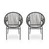 Chrissy Outdoor Black Modern Faux Rattan Club Chairs (Set of 2)