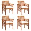 Patio Dining Chairs with Cushions 4 pcs Solid Wood Acacia