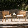 Helen Outdoor Teak Finish Acacia Wood Arm Chair (Set of 2)