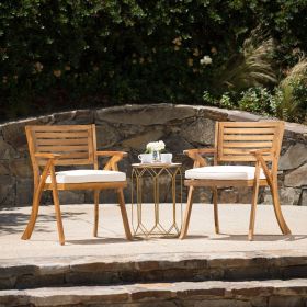 Helen Outdoor Teak Finish Acacia Wood Arm Chair (Set of 2)