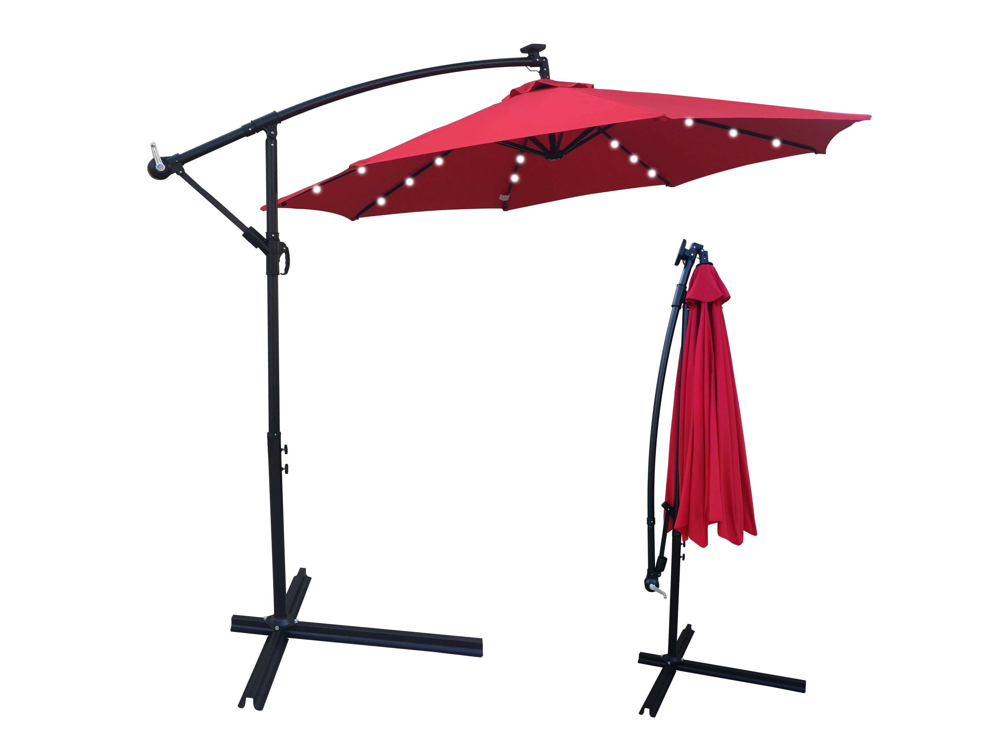 10 ft Outdoor Patio Umbrella Solar Powered LED Lighted 8 Ribs Umbrella with Crank and Cross Base for Garden Outside Deck Swimming Pool 10 ft Outdoor Patio Umbrella Solar Powered LED Lighted 8 Ribs Umbrella with Crank and Cross Base for Garden Outside Deck Swimming Pool