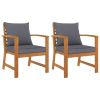 vidaXL Patio Chairs 2 pcs with Dark Gray Cushion Solid Acacia Wood
