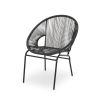 Chrissy Outdoor Black Modern Faux Rattan Club Chairs (Set of 2)