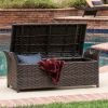Izidora Outdoor Brown Wicker Storage Ottoman