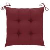 vidaXL Dining Chairs 6 pcs with Wine Red Cushions Solid Teak Wood