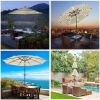 10Ft 3-Tiers 32LEDS Patio Umbrella Beige