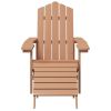 Patio Adirondack Chairs with Footstool & Table HDPE Brown