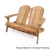 Outdoor Solid Wood Adirondack Loveseat Sofa Natural