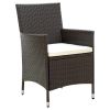 vidaXL Patio Chairs with Cushions 2 pcs Poly Rattan Brown