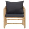 vidaXL Patio Chairs with Cushions 2 pcs Bamboo
