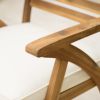 Helen Outdoor Teak Finish Acacia Wood Arm Chair (Set of 2)