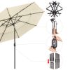 10Ft 3-Tiers 32LEDS Patio Umbrella Beige