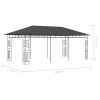 vidaXL Gazebo with Mosquito Net 19.7'x9.8'x9' Anthracite
