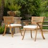 Helen Outdoor Teak Finish Acacia Wood Arm Chair (Set of 2)