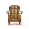 Katherine Outdoor Acacia Adirondack Natural Lounge Chair with Pull Out Footstool