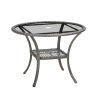 Hopp Outdoor Coastal Gray Wicker Side Table with Tempered Glass Top
