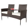 131*61*83cm Disassembled Iron Frame Brown Gradient Rattan Lover Chair