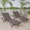 Eliana Outdoor Brown Wicker Adjustable Chaise Lounge Chair Set of 2
