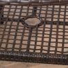 Hopp Outdoor Coastal Gray Wicker Side Table with Tempered Glass Top Brown