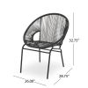 Chrissy Outdoor Black Modern Faux Rattan Club Chairs (Set of 2)