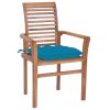 vidaXL Dining Chairs 6 pcs with Light Blue Cushions Solid Teak Wood