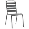 vidaXL Patio Chairs 4 pcs Slatted Design Steel Dark Gray