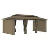 vidaXL Gazebo with Curtains 236.2"x117.3"x106.3" Taupe 0.6 oz/ftÂ¬â‰¤