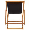 vidaXL Folding Beach Chair Eucalyptus Wood and Fabric Black