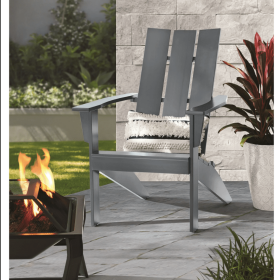 Wood Garden Outdoor Modern Patio Chair (Color: Gray)