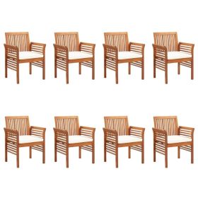 Patio Dining Chairs with Cushions 8 pcs Solid Wood Acacia (Color: Brown)