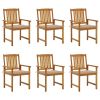 Patio Chairs with Cushions 6 pcs Solid Acacia Wood