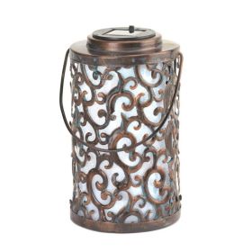 Outdoor Decor Backyard Garden Lawn Solar Garden Light (Color: Brown, Shape: Iron Swirls)