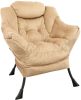 Accent Chair Lazy Reclining Armchair with Removable Metal Legs and High-Density Foam;  Comfy Upholstered Single Sofa Chair for Living Room