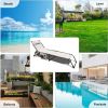 Foldable Patio Chaise Lounge Chair for Outdoor with Detachable Pocket and Pillow, Portable Adjustable Sun Lounger Recliner for Beach, Camping and Pool