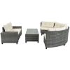 8-pieces Outdoor Wicker Round Sofa Set;  Half-Moon Sectional Sets All Weather;  Curved Sofa Set With Rectangular Coffee Table;  PE Rattan Water-resist