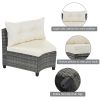 8-pieces Outdoor Wicker Round Sofa Set;  Half-Moon Sectional Sets All Weather;  Curved Sofa Set With Rectangular Coffee Table;  PE Rattan Water-resist