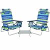2 Pack 5-Position Outdoor Folding Backpack Beach Table Chair Reclining Chair Set