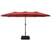 15 Feet Double-Sided Twin Patio Umbrella with Crank and Base