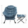 Accent Chair Lazy Reclining Leisure Chair with Removable Metal Legs and High-Density Foam, Comfy Upholstered Single Sofa Chair With Ottoman for Living