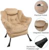 Accent Chair Lazy Reclining Armchair with Removable Metal Legs and High-Density Foam;  Comfy Upholstered Single Sofa Chair for Living Room