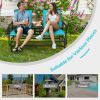 2-Person Double Rocking Loveseat with Mesh Fabric and Center Tempered Glass Table