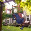 Hardwood With Cup Holder Wooden Stick Perforated 100kg Seaside Courtyard Hanging Chair