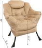 Accent Chair Lazy Reclining Armchair with Removable Metal Legs and High-Density Foam;  Comfy Upholstered Single Sofa Chair for Living Room